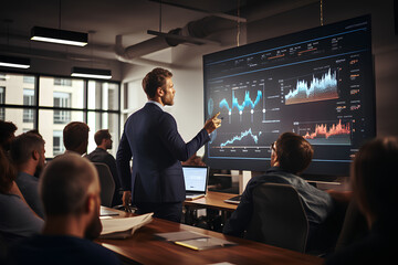 Presenter giving a presentation at a company