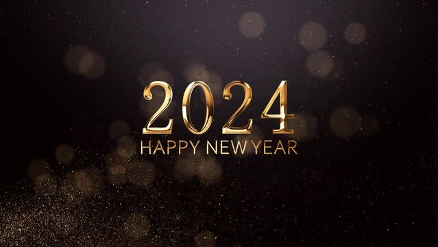 Merry Christmas and Happy New Year 2024 greeting, new year 2024 with gold particles, luxury style, christmas