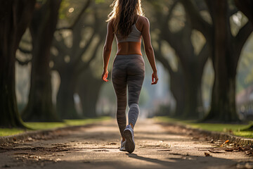 Woman jogging in leggings in the park
