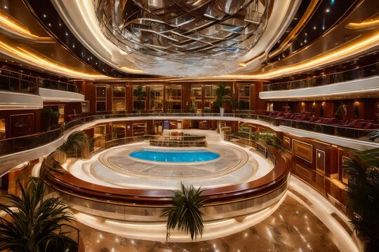 opulent interior of a modern cruise ship. 
