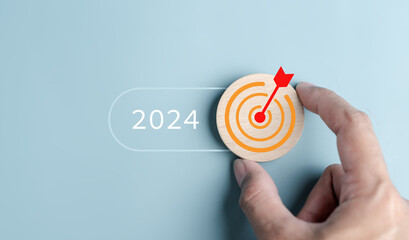 Switch Change to New year 2024 and countdown merry christmas and happy new year, Planning and challenge strategy in new year 2024 Concept.