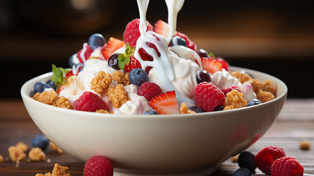A close up image of a spoonful of cereal being poured UHD wallpaper Stock Photographic Image