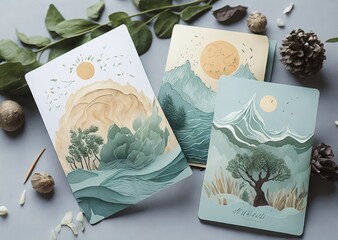 Inspired by the beauty of nature, your goal is to design a series of cards that capture the essence...