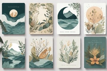 Inspired by the beauty of nature, your goal is to design a series of cards that capture the essence of different natural elements. Each card will represent a different element, such as the sun