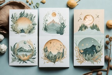 Inspired by the beauty of nature, your goal is to design a series of cards that capture the essence...