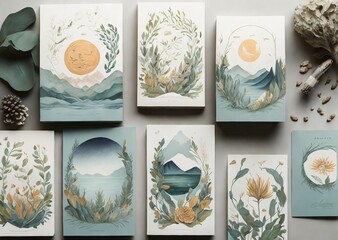 Inspired by the beauty of nature, your goal is to design a series of cards that capture the essence...