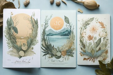 Inspired by the beauty of nature, your goal is to design a series of cards that capture the essence...