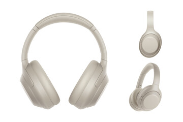 White headphones set isolated on white background