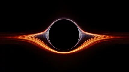  Spiraling cinematic rendering of a pure black hole warping light,  consuming a galaxy star, and bending spacetime  rings, around its orbit in outer space. © Chattanooga Tshirt