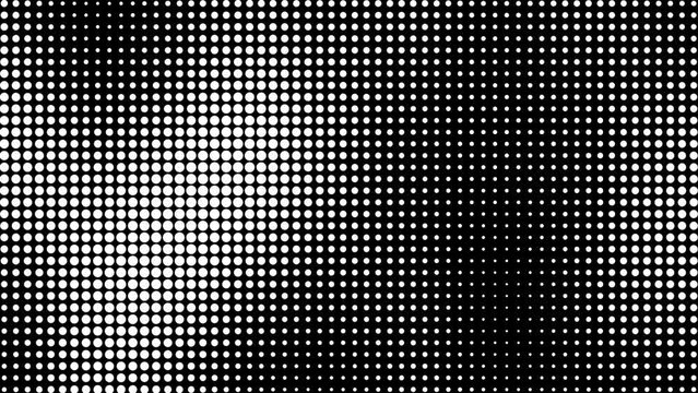 Abstract halftone motion background. Moving dots seamless loop. black and white halftone texture background animated.
