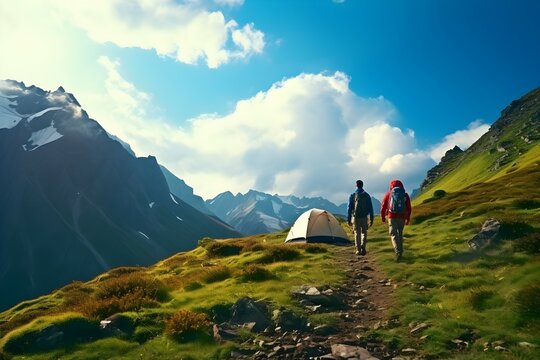 2 Hiker camping on the mountain