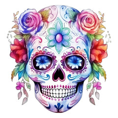 Sugar Skull - Day of the Dead or El Dia de los Muertos. Isolated, transparent background