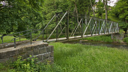 Footbridge over the river Divoka Orlice in Zamberk, Pardubice Region, Czech Republic, Europe
