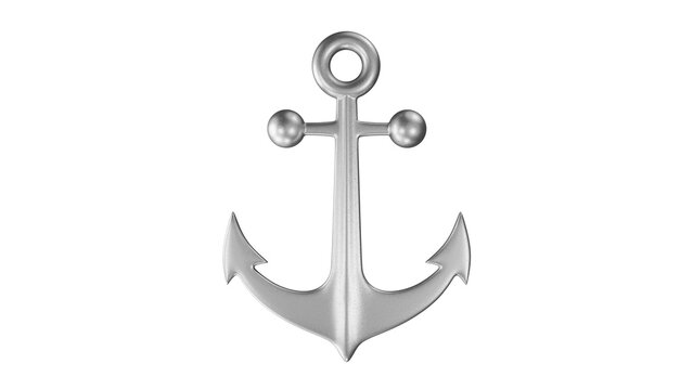 Silver ship anchor isolated on transparent and white background. Ship concept. 3D render