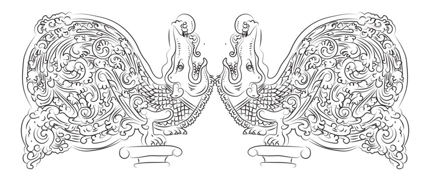 Makara thorana .sri Lanka traditional art vector illustration