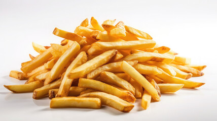 Crispy French Fries on White Background