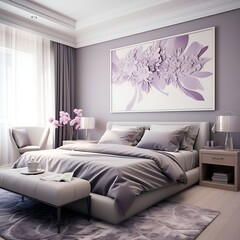 grey violet bedroom interior design