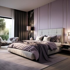 grey violet bedroom interior design