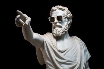 Statue of cool hipster isolated on black background. Generative ai