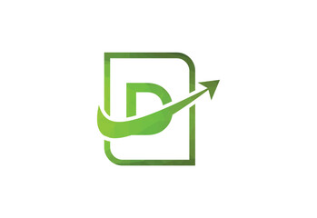 Business letter D with arrow chart logo vector icon illustration