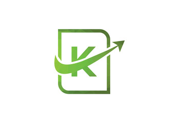 Business letter K with arrow chart logo vector icon illustration