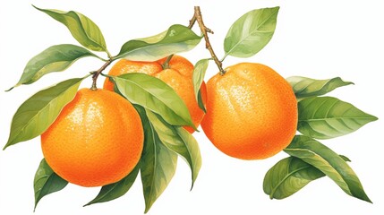 Tangerine with segments on a white background - obrazy, fototapety, plakaty
