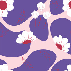 Fototapeta na wymiar Abstract flat hand draw floral pattern background. Vector.