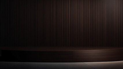 dark wooden podium for product display with wooden texture background