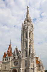 Fototapeta na wymiar bell tower of Matthias Church in Budapest on the Hungarian hill