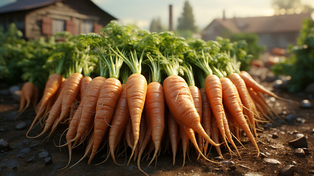 A close up of a carrot field with rows of leafy green UHD wallpaper Stock Photographic Image