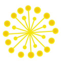 Cute yellow line orange flower on a transparent background