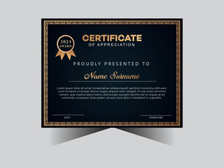 certificate, of appreciation border template with a luxury badge and modern lines and shapes. For award, business, and education needs. school, college, company. business. success. doctor. engineer.  