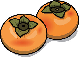 ポップな柿のイラスト素材	
