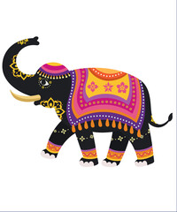 Flat vector elephant Diwali celebration