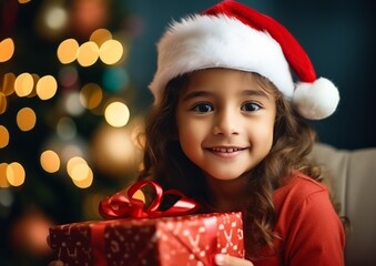 Fototapeta na wymiar Children holding Christmas presents smiling happily