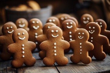 Gingerbread men homemade cookies. Christmas pastries. Winter holidays concept.