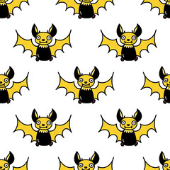 Hand drawn vector seamless pattern with Halloween bat
