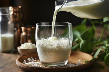 Pouring milk in a glass