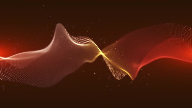 Oscillating twisted flap of abstract fabric in rays of red light. Looping seamless animation.
