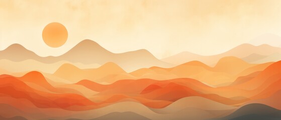 sunset over the mountains, Summer, scenery, avant-garde, generative ai