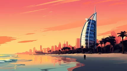 Poster Illustration of the beautiful city of Dubai. United Arab Emirates © Aleh Varanishcha