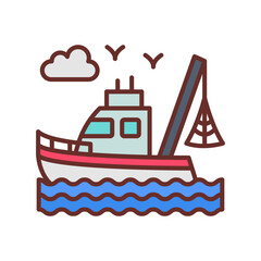 Fishing Boat icon in vector. Illustration