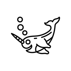 Narwhal icon in vector. Illustration