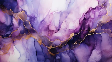 Foto op Canvas Luxury abstract modern background purple marble texture with golden glitter . Fluid art in alcohol ink technique © Irina Sharnina