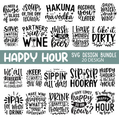 Fototapeta premium Happy Hour Bundle,Happy Hour Quote Bundle, Happy hour shirt