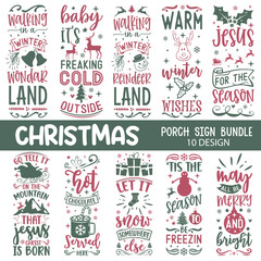 Christmas Porch Sign Bundle, christmas Sign, christmas quote, Christmas typography, Christmas Shirt Svg, Holiday Svg, farmhouse porch sign