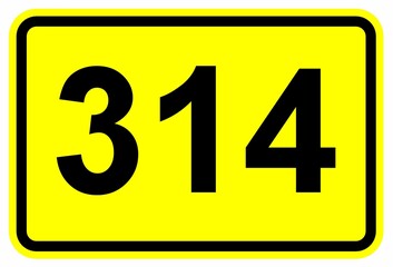 Illustration eines Bundesstraßenschildes der B 314 in Deutschland	