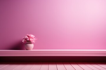Clean and empty pink wallpaper for studio photography