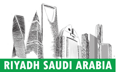 kingdom of Saudi Arabia land Mark. line Art illustration Design. - obrazy, fototapety, plakaty