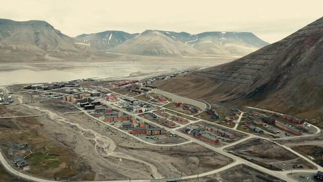 Svalbard Longyearbyen Drone Areal Video